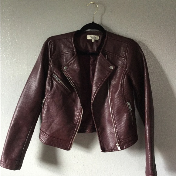 dark maroon leather jacket